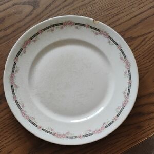 Vintage Floral Rim Ceramic Dinner Plate - Pink